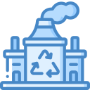 icono de fabrica con simbolo de reciclaje